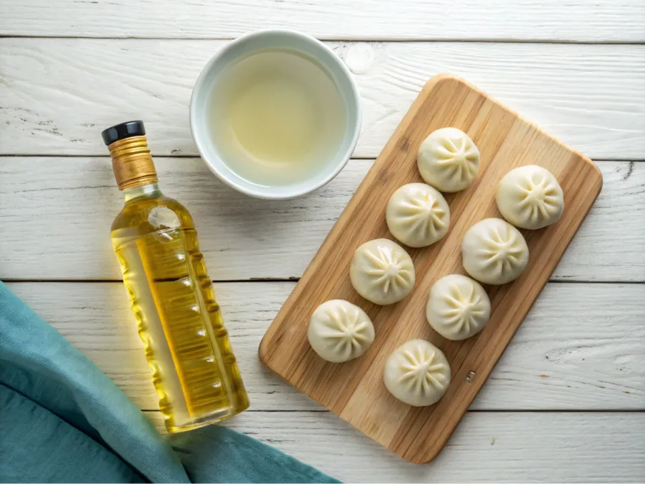 Ingredients for pan-frying soup dumplings.