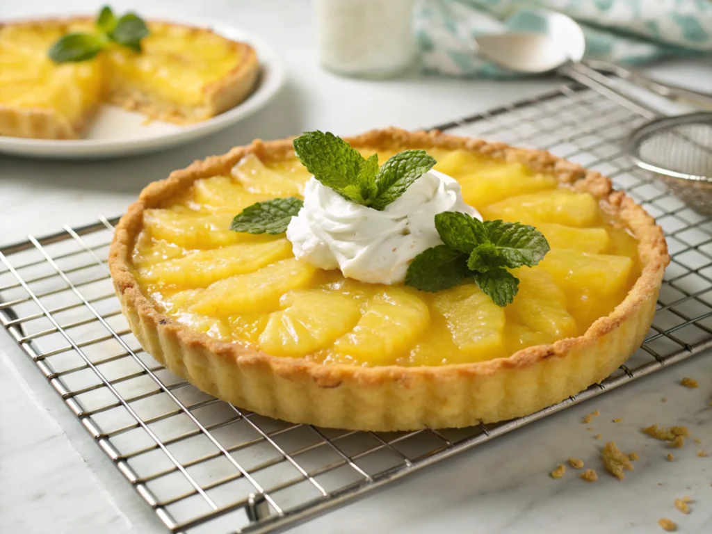 Close-up of a pie with golden crust