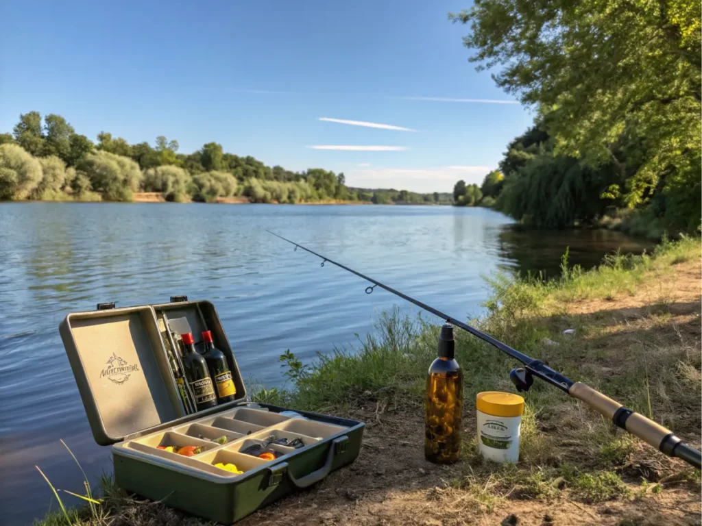 A fishing setup with essential tools.