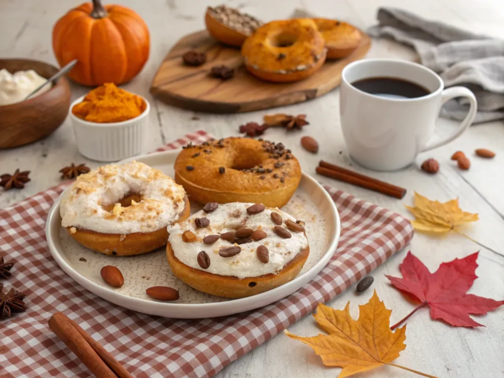 Plated baked goods served on a decorated table with autumn decor.