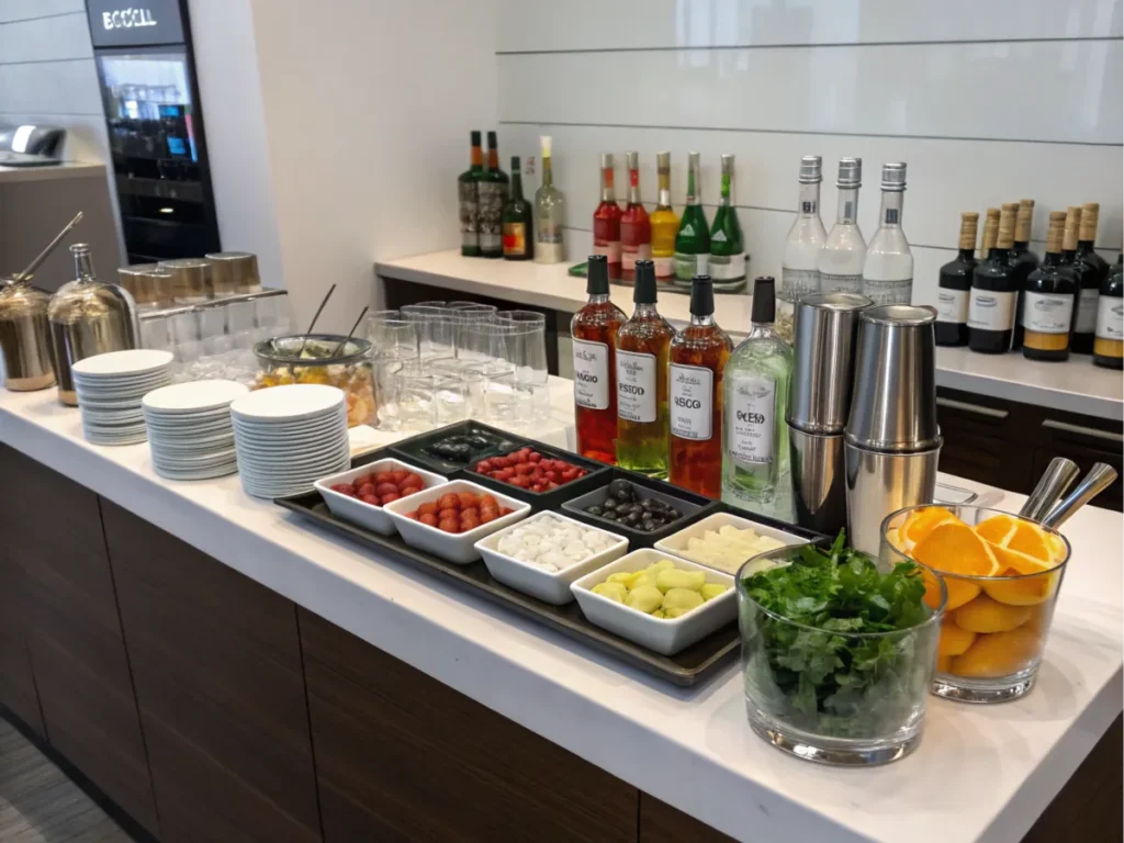 Bar setup featuring substitute ingredients for schnapps.