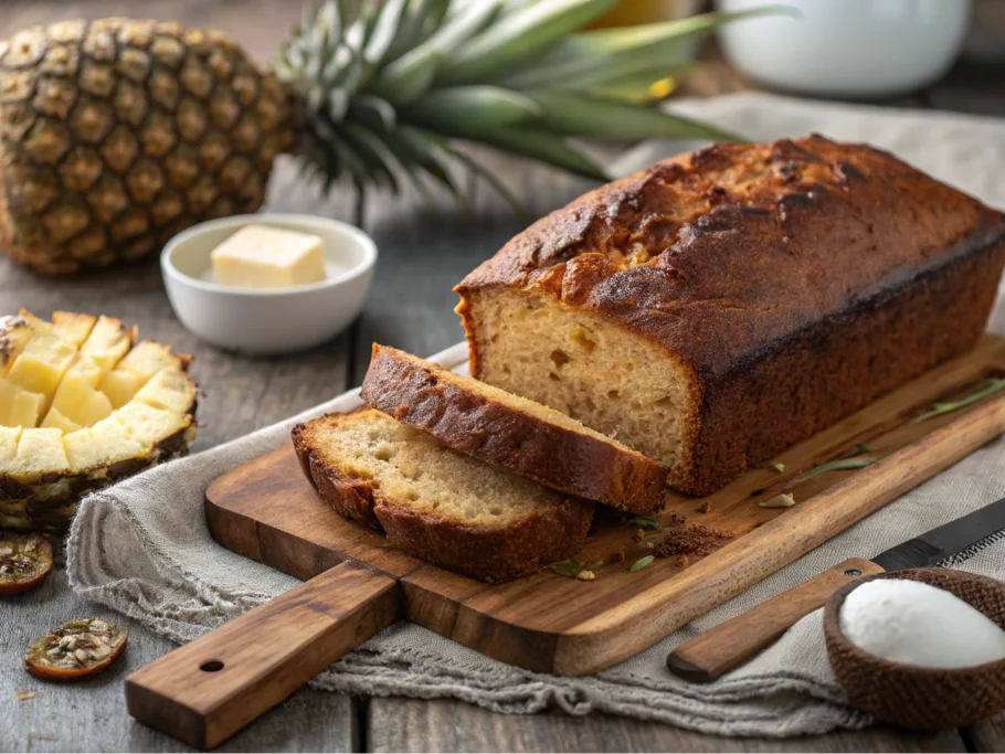 Golden loaf of freshly baked bread