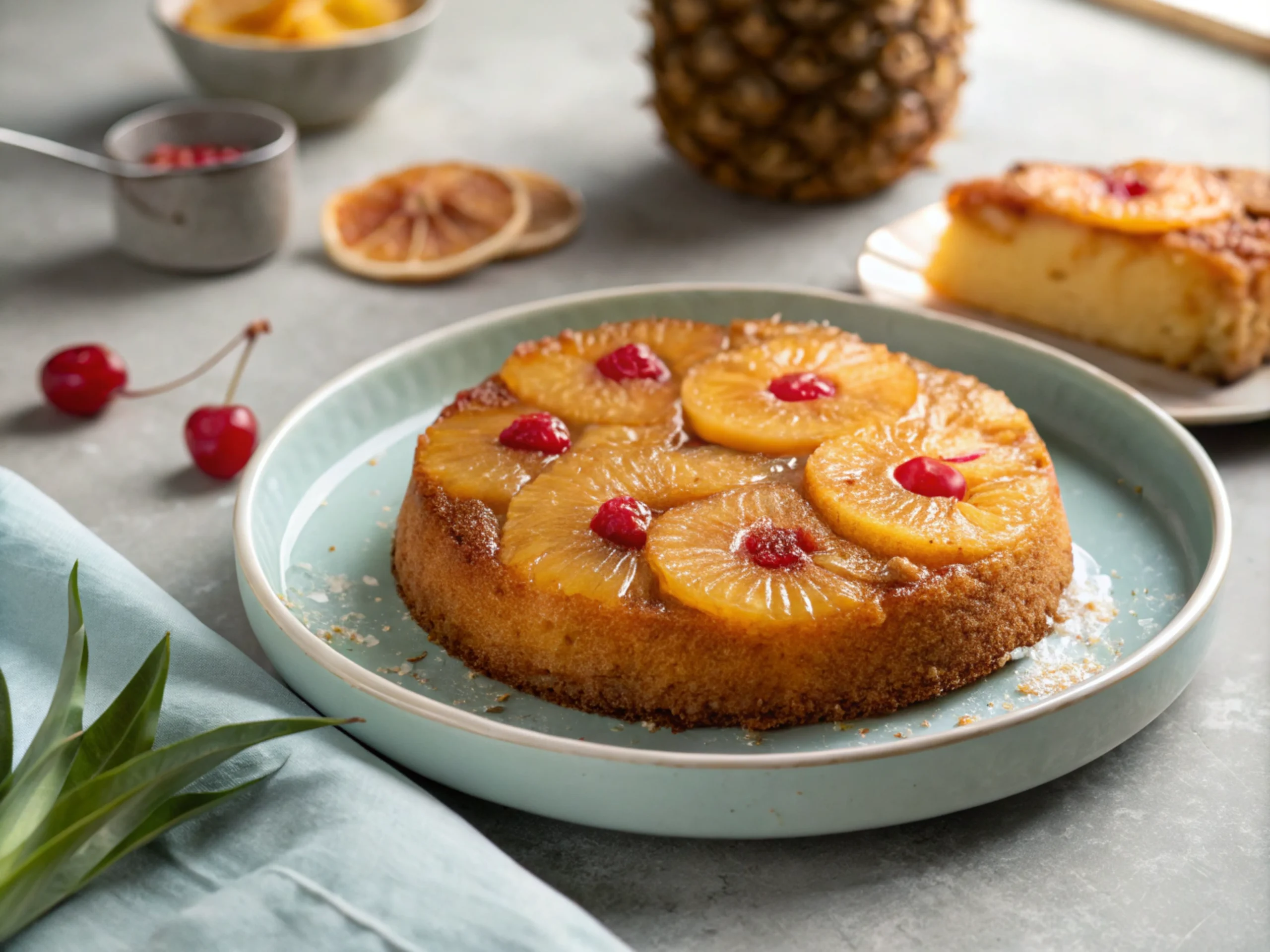 Beautifully plated dessert with a caramelized topping on a modern plate