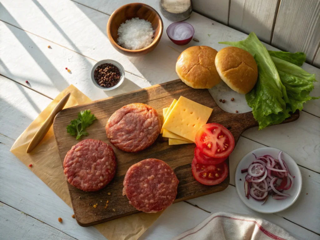 Ingredient Layout: Describes the ingredients for a "gourmet burger" without forcing any specific reference to brisket.
