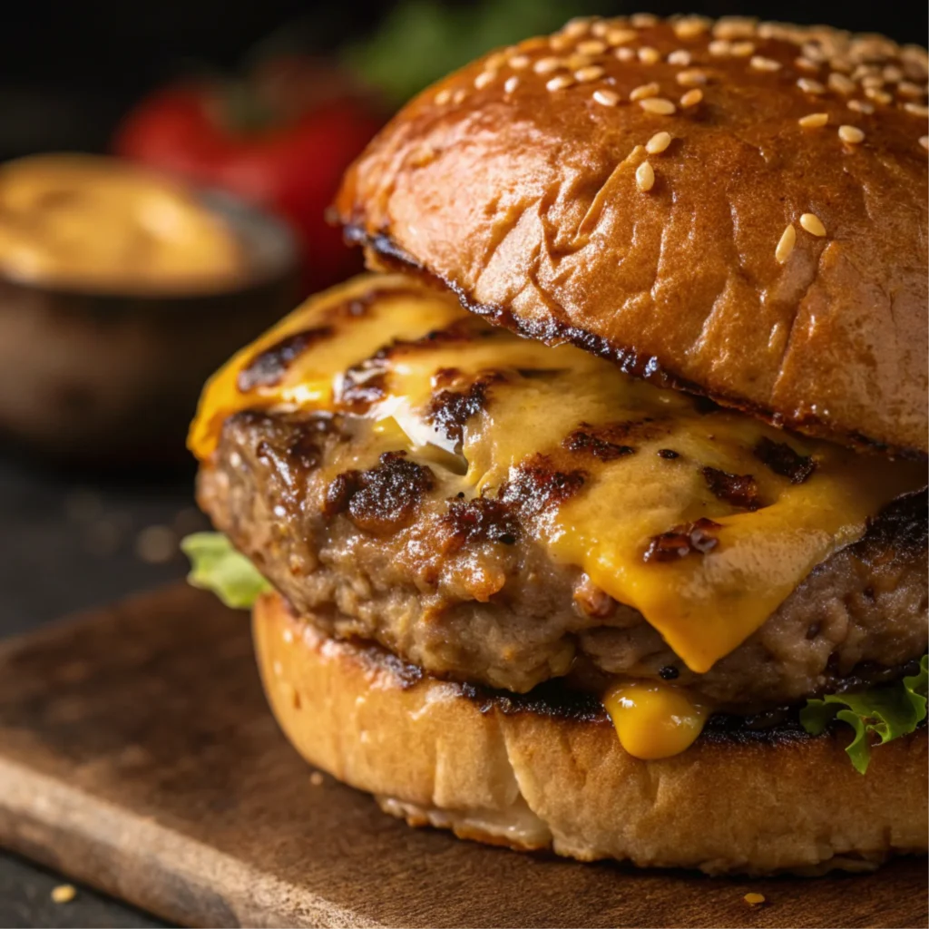 Close-Up Detail: Emphasizes the texture of the patty without over-mentioning the brisket keyword.
