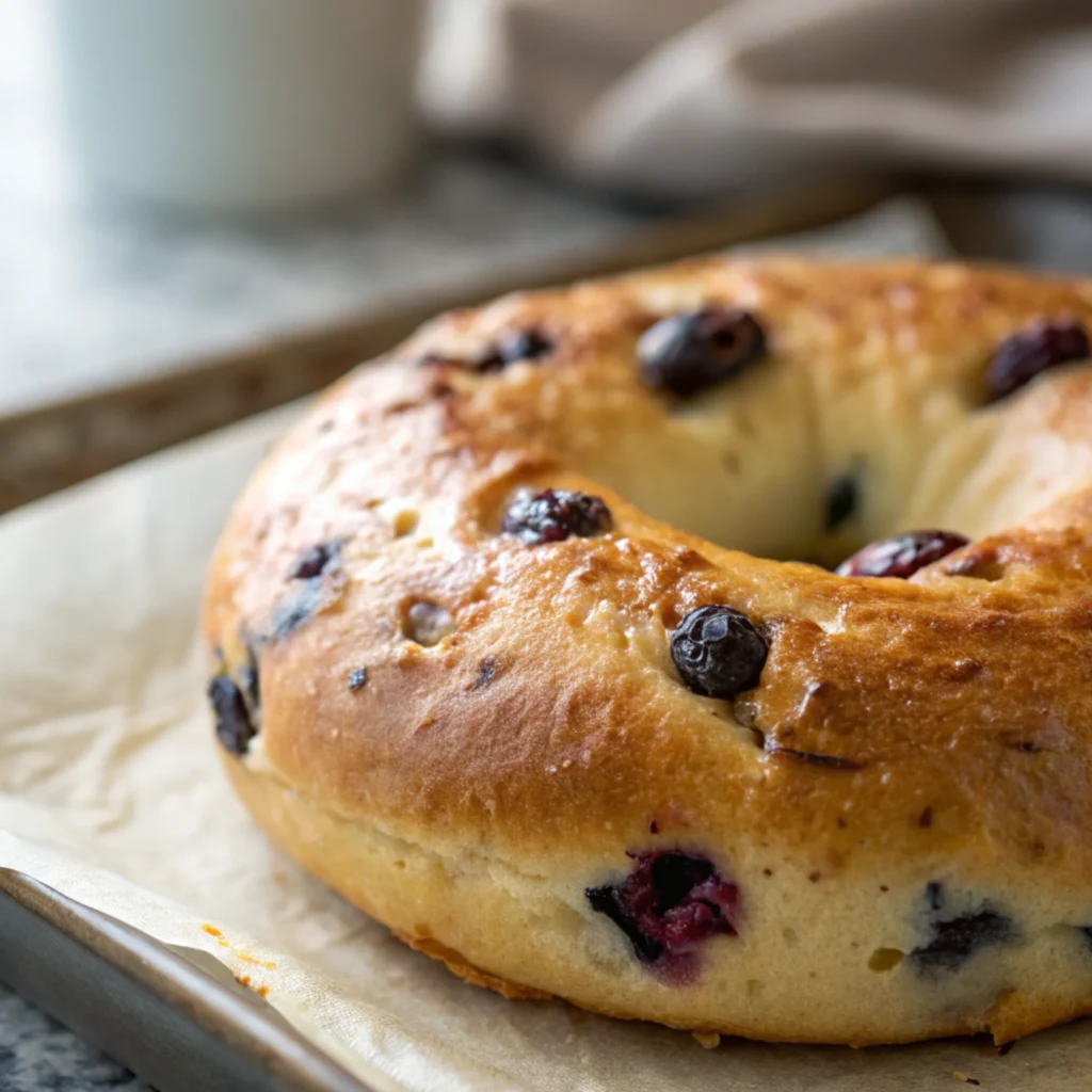 Golden-brown bagel with a crispy crust and soft interior