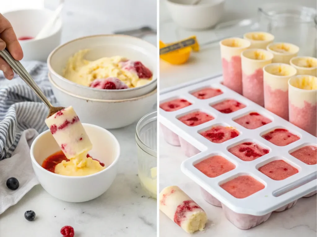 The step-by-step process of recreating Push Pops Ice Cream at home.