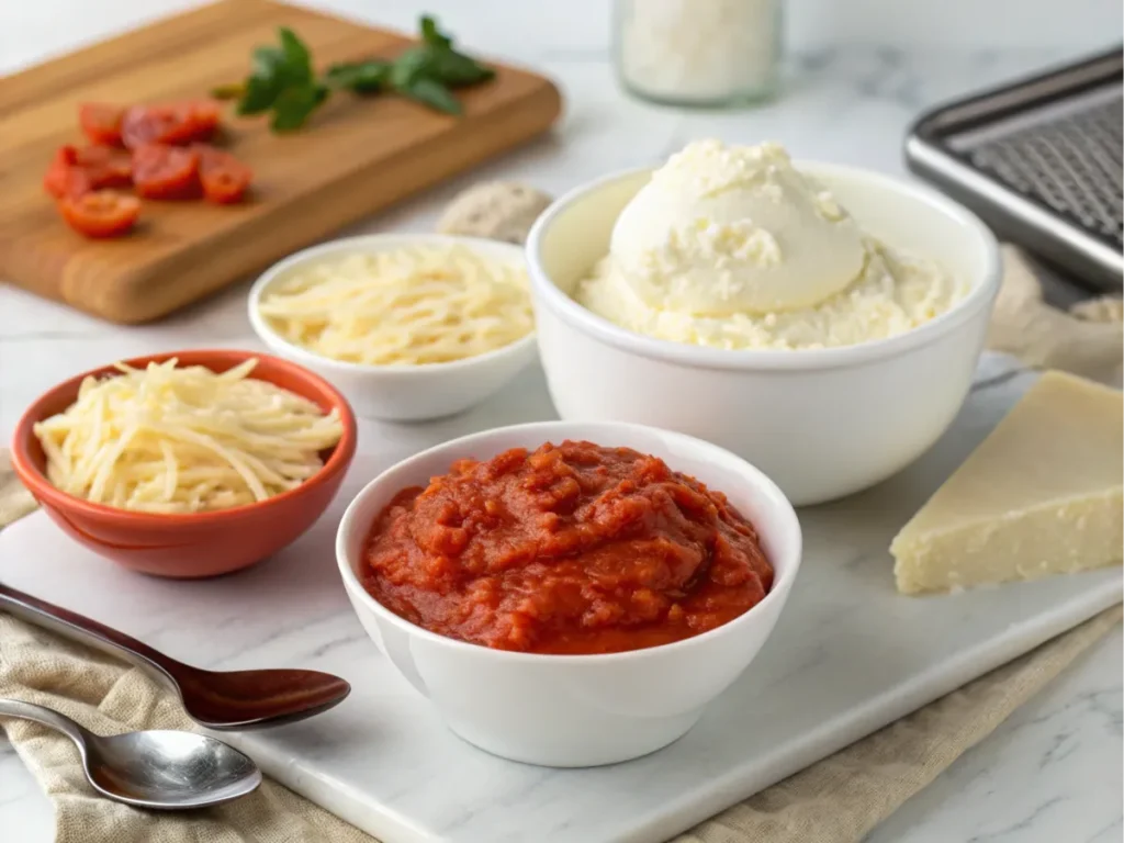 Bolognese ice cream paired with pasta ingredients.